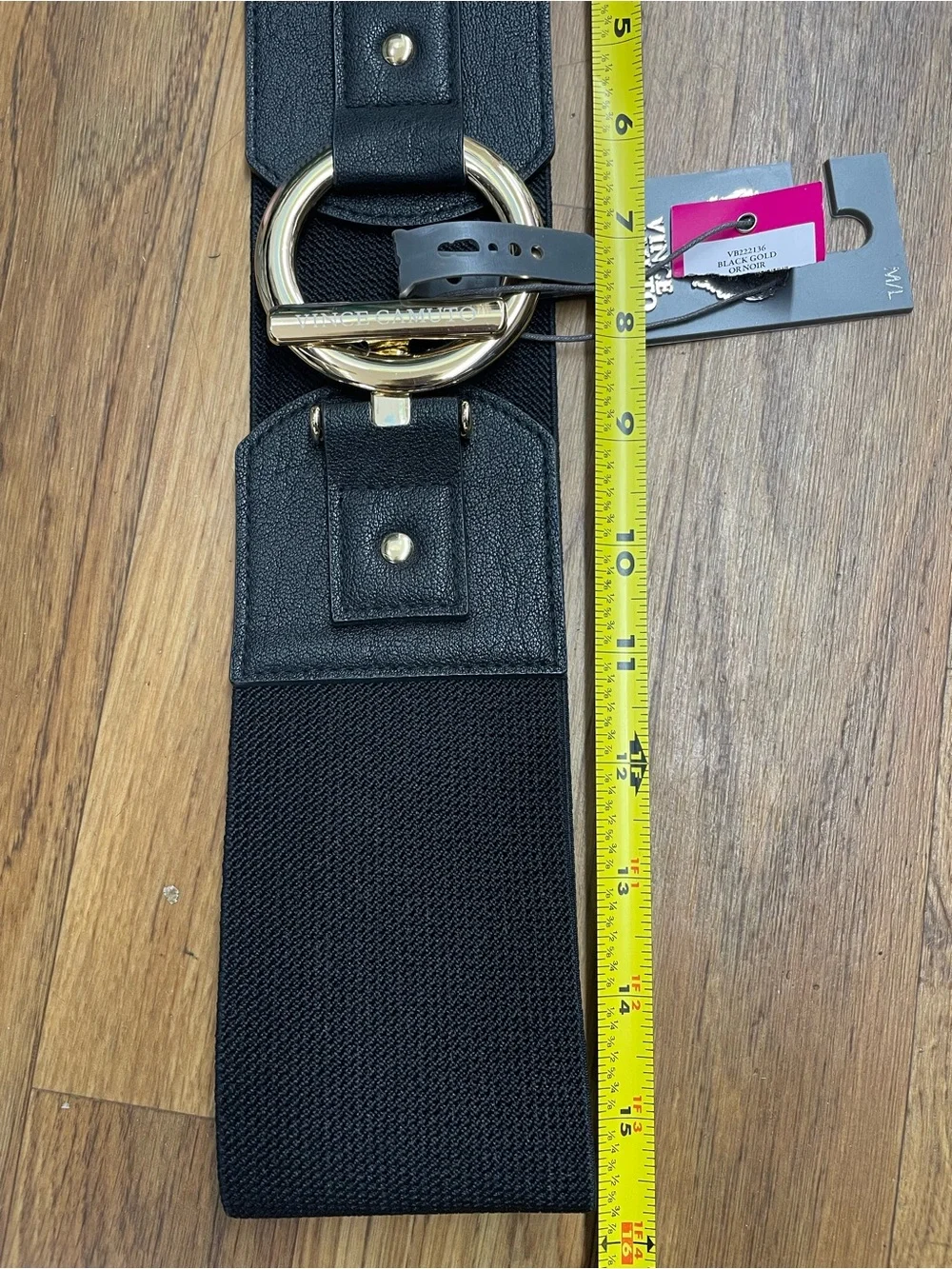 Vince Camuto Black Belt Bag with Gold Ring Accent